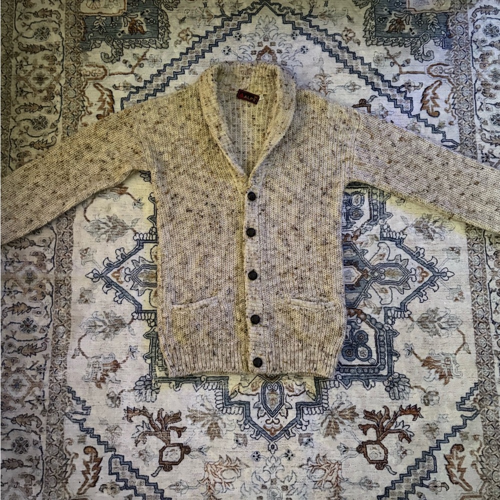 Men's Alps Beige Cardigan Sweater